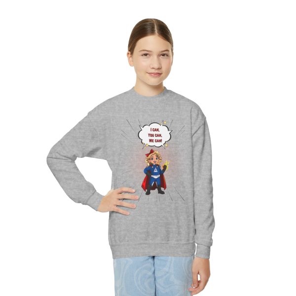 Superhero AmeriCan girl Youth Crewneck Sweatshirt - Image 6
