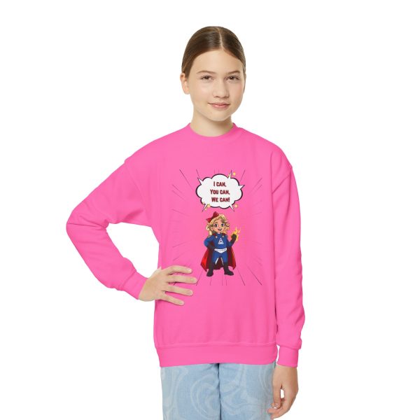 Superhero AmeriCan girl Youth Crewneck Sweatshirt - Image 9