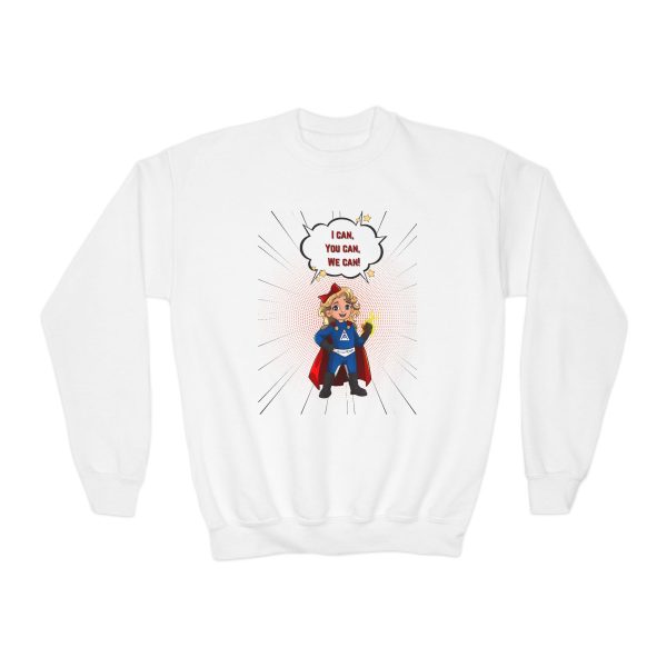 Superhero AmeriCan girl Youth Crewneck Sweatshirt - Image 2