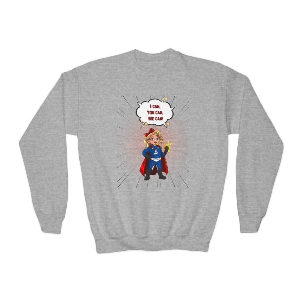 Superhero AmeriCan girl Youth Crewneck Sweatshirt - Image 4